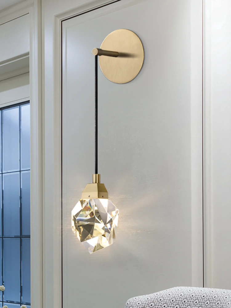 

Modern minimalist crystal wall lamp living room bedroom bedsize diamond design crystal wall light sconcesCD