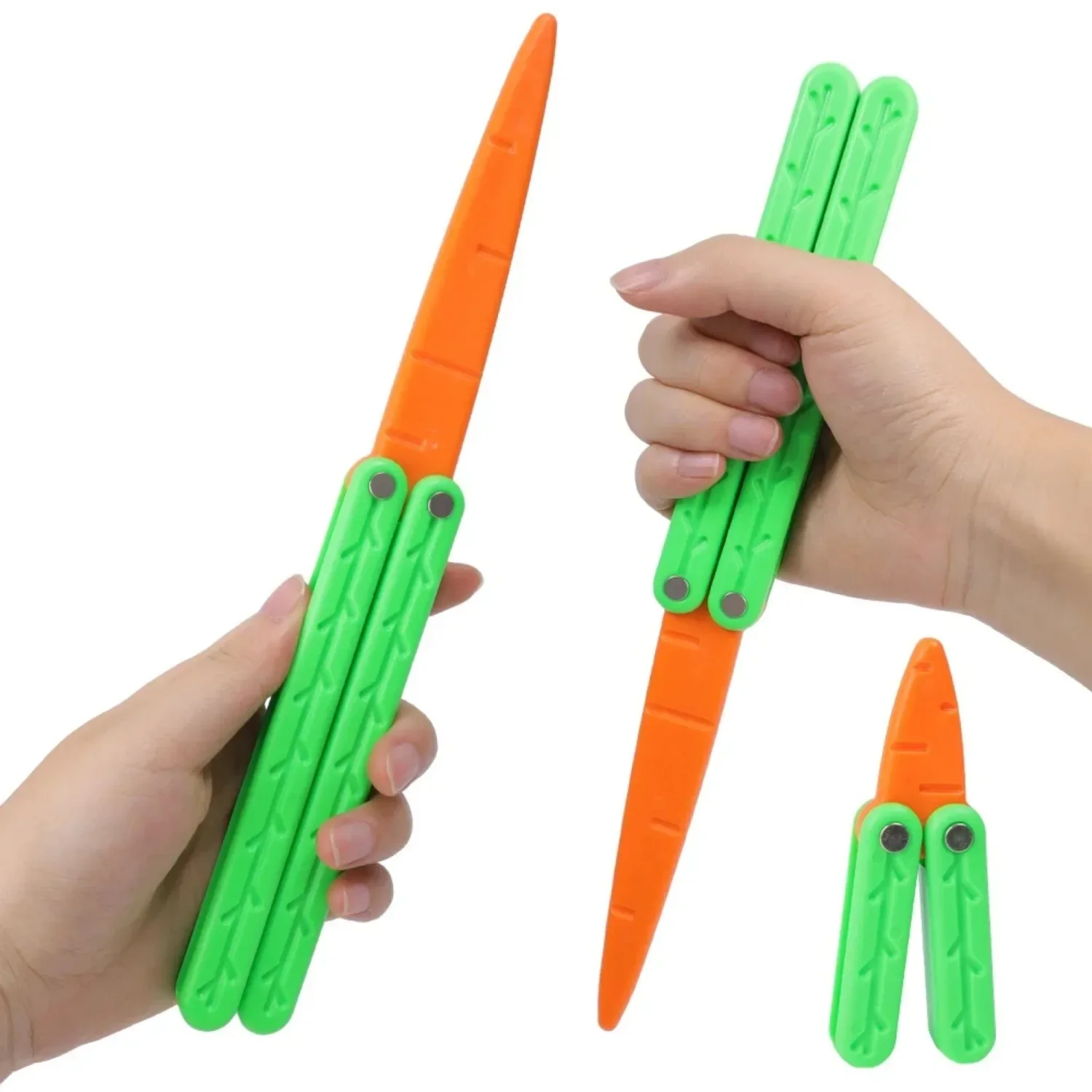 3D Printed Toy Carrot Knife Toy Simulation Carrot Butterfly Knife Gravity 3D Printed Plastic Folding Knife