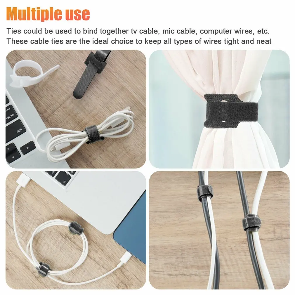 50pcs Reusable Wire Organizers for Computer/TV/Electronic Devices Hook and Loop Cable Ties Fastening Straps Multi-Purpose