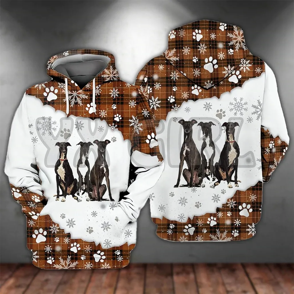 GreyhoundHappyHoliday3DPrintedHoodiesUnisexPulloversFunnyDog
