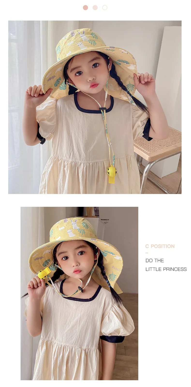 Cappello per bambini, cappello di protezione solare in rete a tesa larga UPF 50+ per ragazzi e ragazze, cappelli da spiaggia dal design arrotolabile con mento regolabile_voghion.com