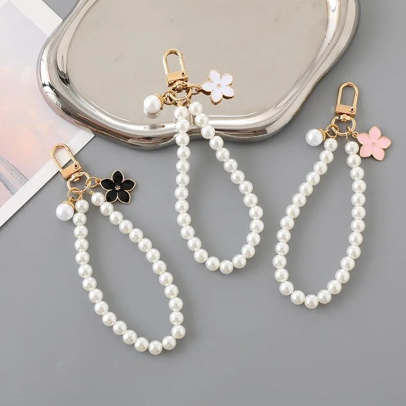 Lanière De Téléphone Portable En Cristal Rose Avec Pendentif Camélia - Chaîne Anti-perte Pour étui - Accessoire Décoration