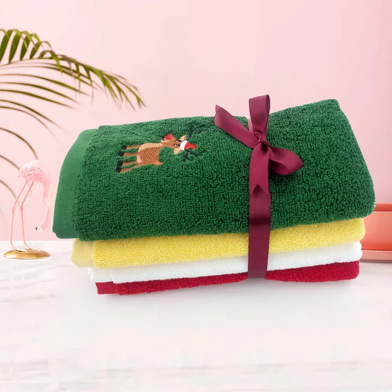 Description Picture 4 of item3PCS Set Soft Cotton Towels  Merry Christmas Santa Claus Hand Towels 32x45cm Absorbent Hand Bath Towels for Home Hotel Bathroom