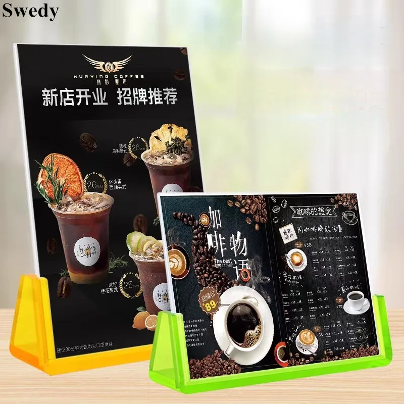 

A6 100x150mm L Shape Restaurant Table Number Menu Paper Holder Photo Picture Poster Frame Acrylic Sign Holder Display Stand