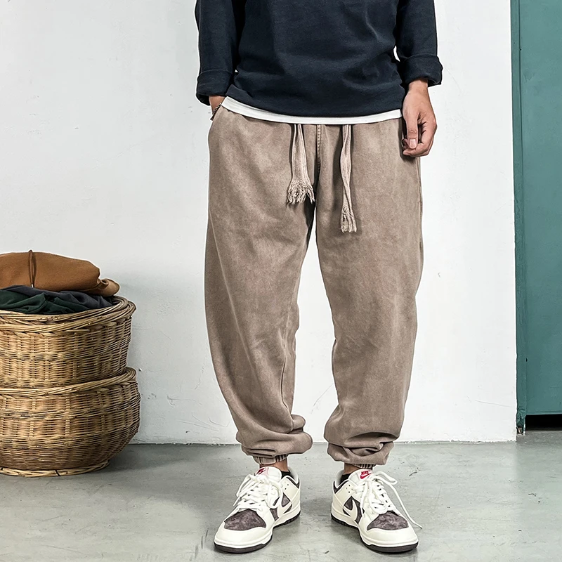 Korean Streetwear Vintage Jogging Sweatpants Men Clothing Harajuku Sport Joggers Casual Running Trousers Male Sport Jogging Trousers Fleece Sweatpants Men Casual Pants
