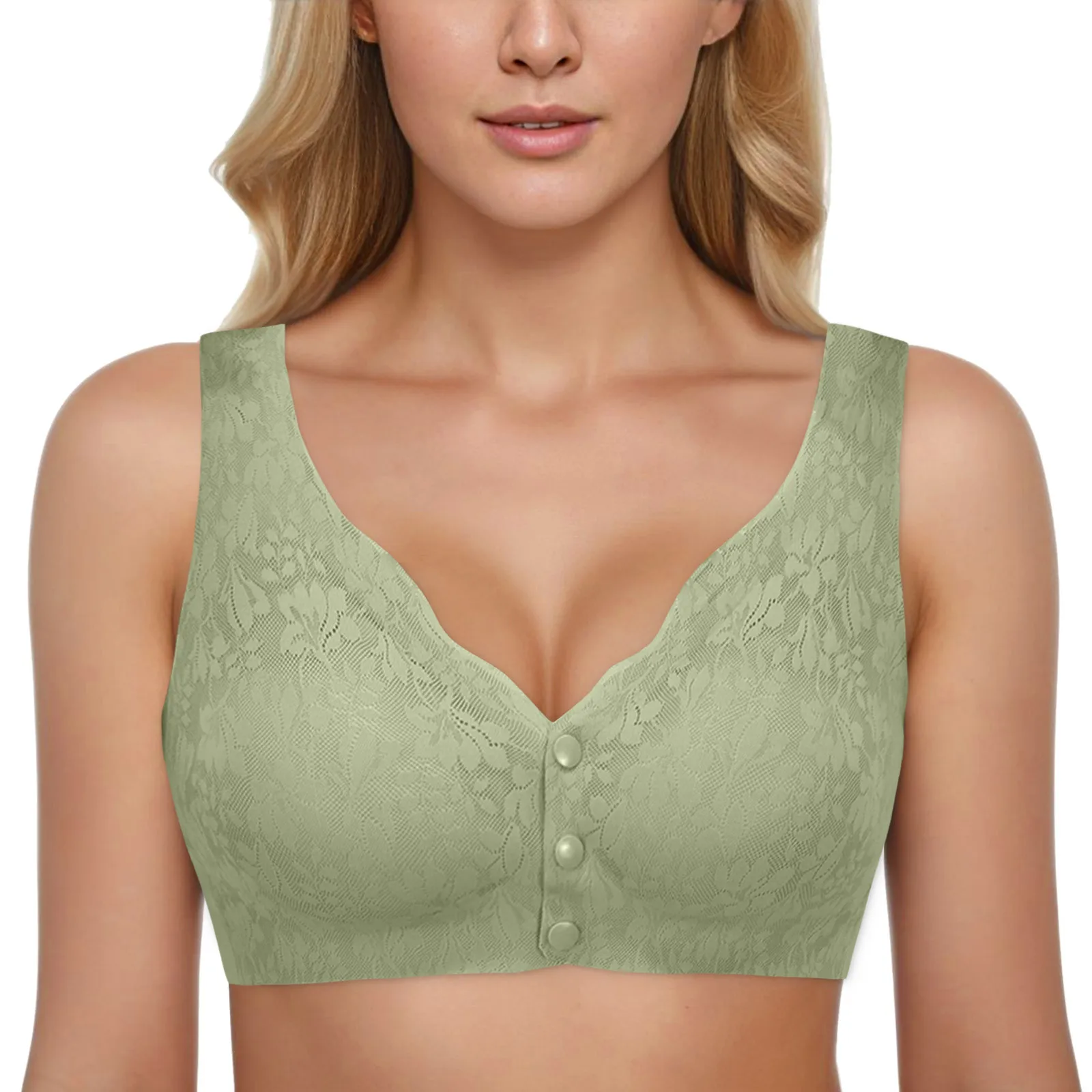 

Sport Push Up Bras For Women's Wireless Beauty Back High Support Front Closure Charm Lace Bra Ladies Comfy Everyday Lingerie