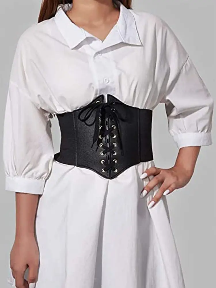 

Punk Corset-lingeri Women Underbust Waist Sexy Bridal Tops Black Gothic Corsets Bustier Leather Girls Oversize Wide Leg Belt 3XL