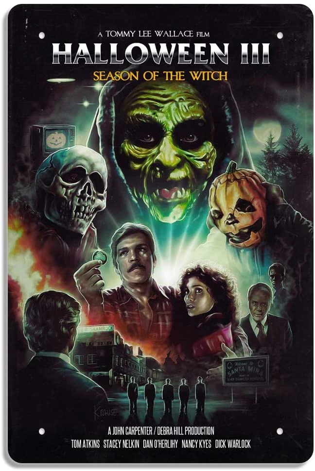 Cartel de película de terror de Halloween 3 III, cartel Retro de la  temporada de la bruja, cartel de estaño, arte de pared para casa, cabina,  Bar, cafetería, decoración|Placas y señales| -