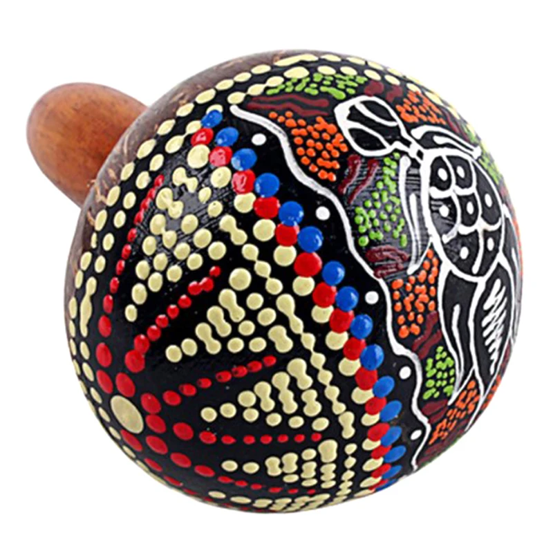 Coconut Shell Sand Hammer Shaker Hand Rattle Percussion Musical Instrument Toy for Boys And Girls