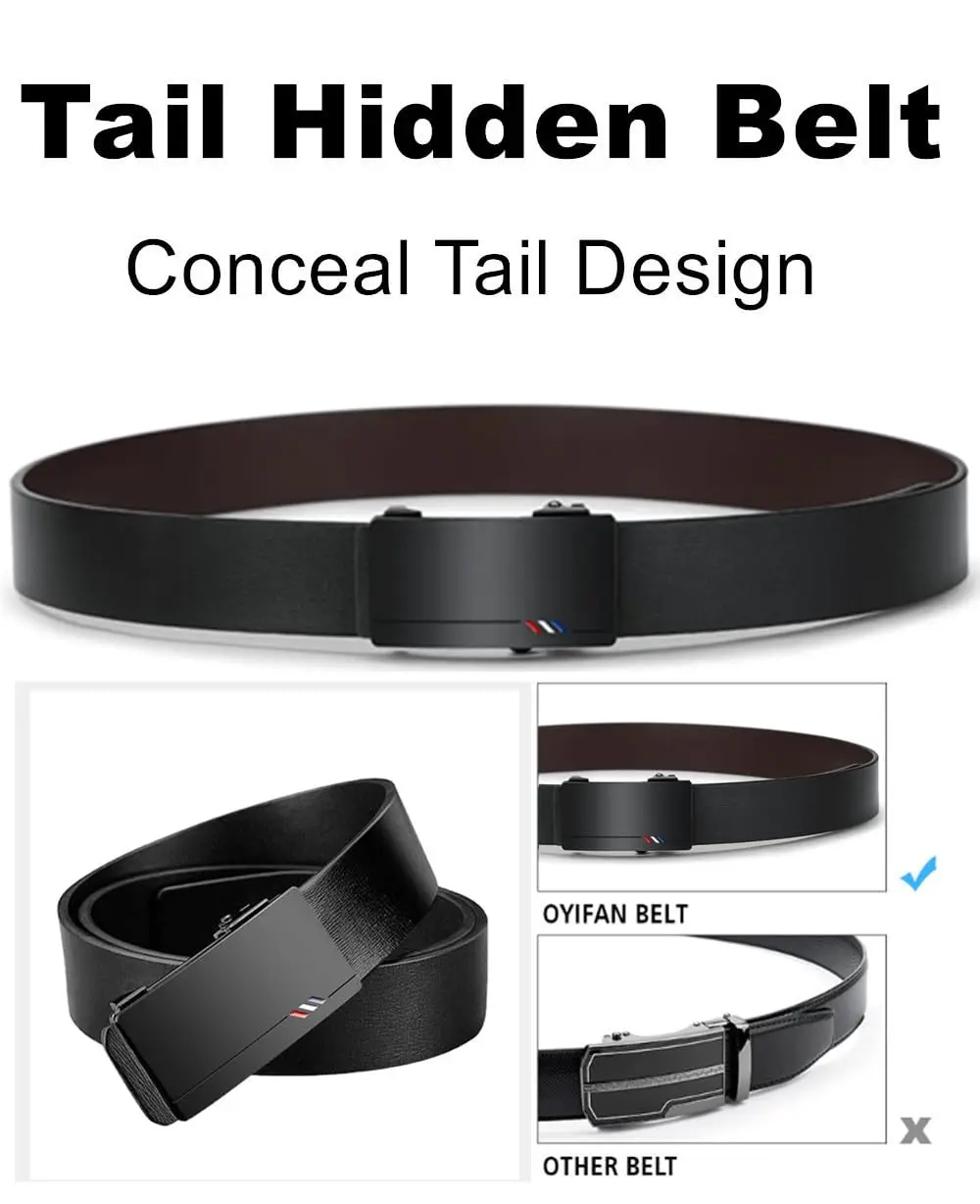 Leather Belts Fashion Business Men's Genuine PU Soft Automatic Buckle