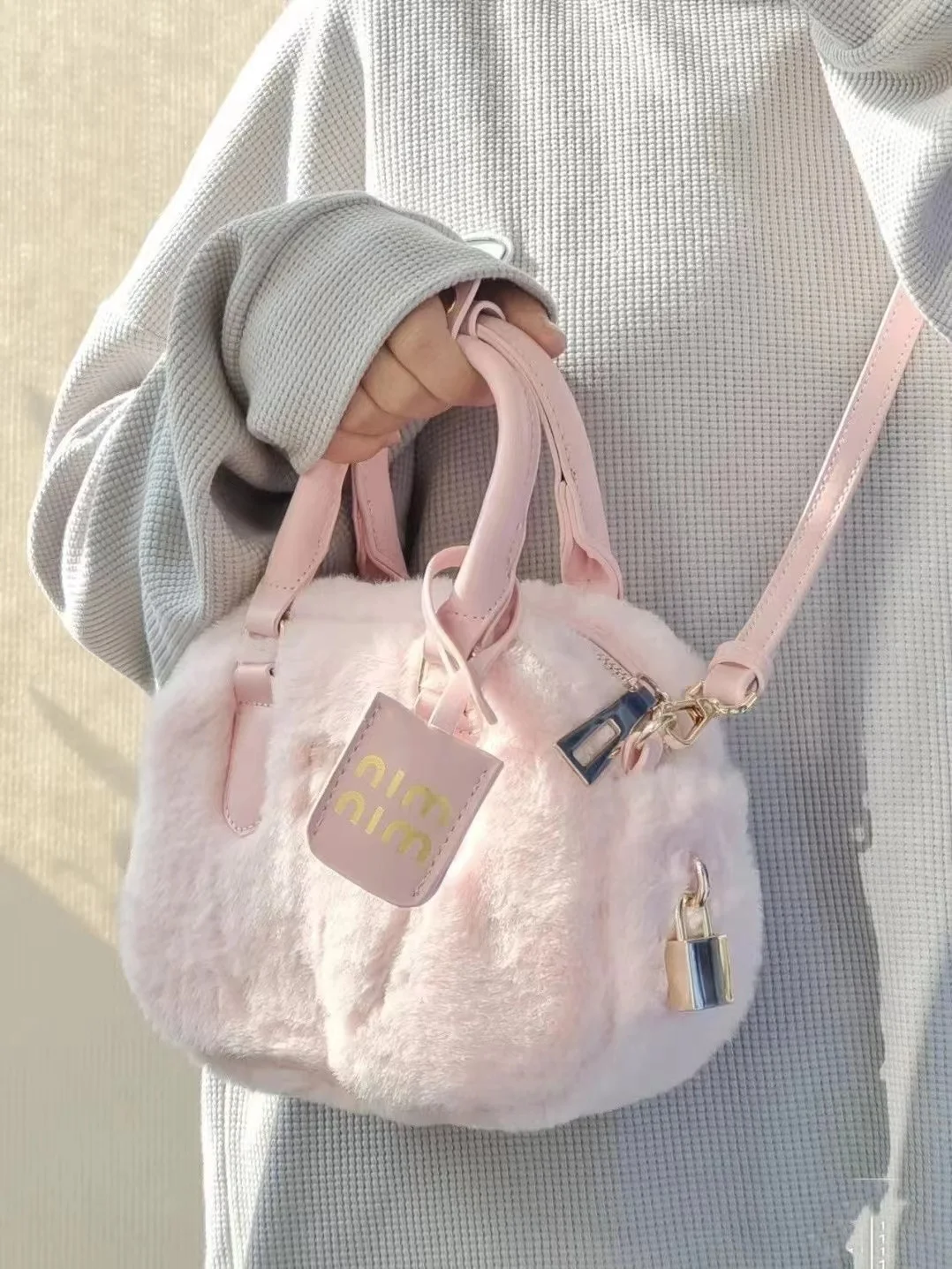 Women Fashion Plush Solid Color Shoulder Bag Autumn Winter Large Handbags One-shoulder Messenger Bag