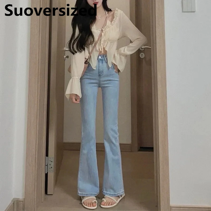 Slim High Waist Flare Jeans For Women Fashion Streetwear Vaqueros Korean  Classic Bell-bottoms 2023 New Casual Denim Pants - AliExpress