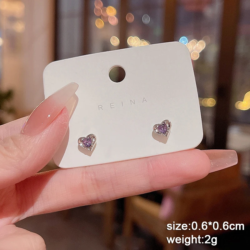 Herz-Ohrringe für Damen, bunte Emaille-Kristall-Liebesherz-Ohrringe, süße koreanische Mode, weibliche Hängeohrringe, Aretes De Mujer – Detail 40