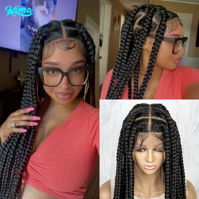 Synthetic Lace Front Wig Braided - Blue Braided Wigs - AliExpress