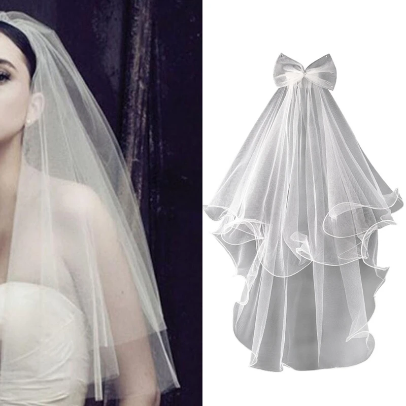 Bridal Veil Catholic Church Veil Girls Communion Veil With Comb 2 Tier Short Length Wedding Veil For Kids