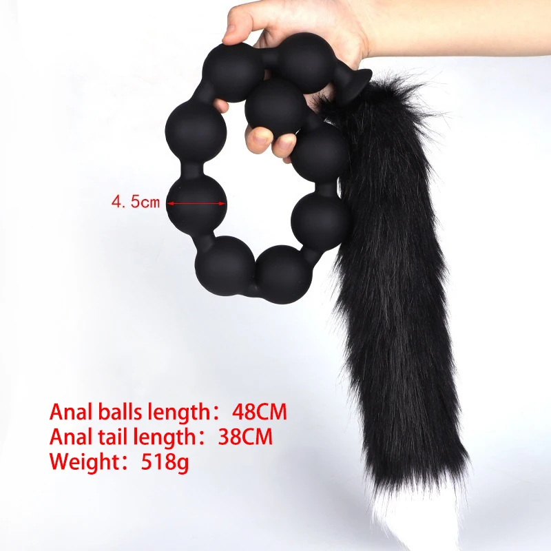 9 balls anal beads-butt plug with tail The 5 Best Tail Butt Plugs [Actually Tested] main image 0