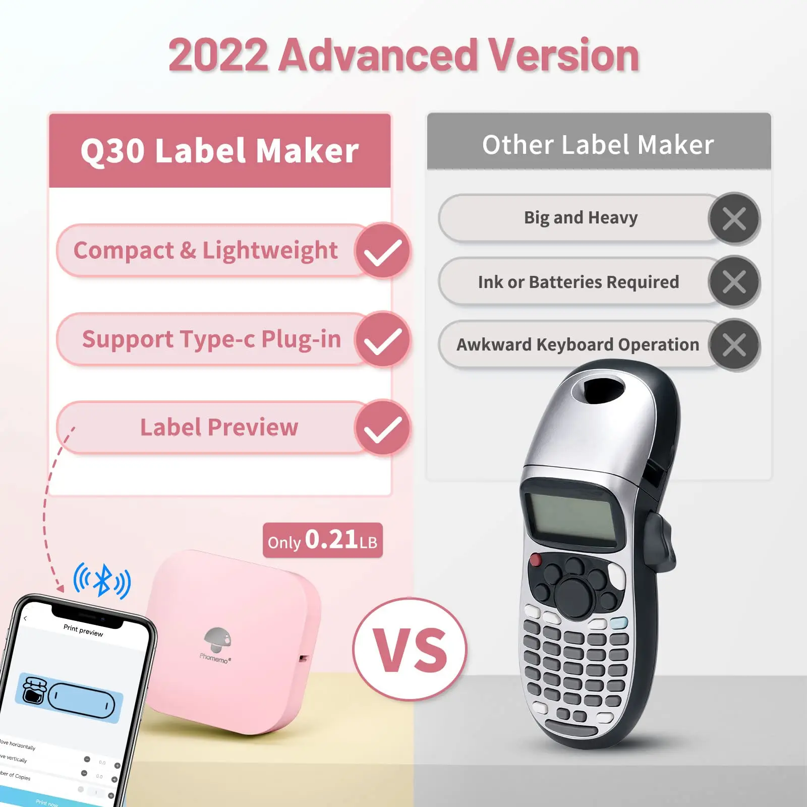 Phomemo-Q30 Máquina Label Maker, Mini Pocket Impressora