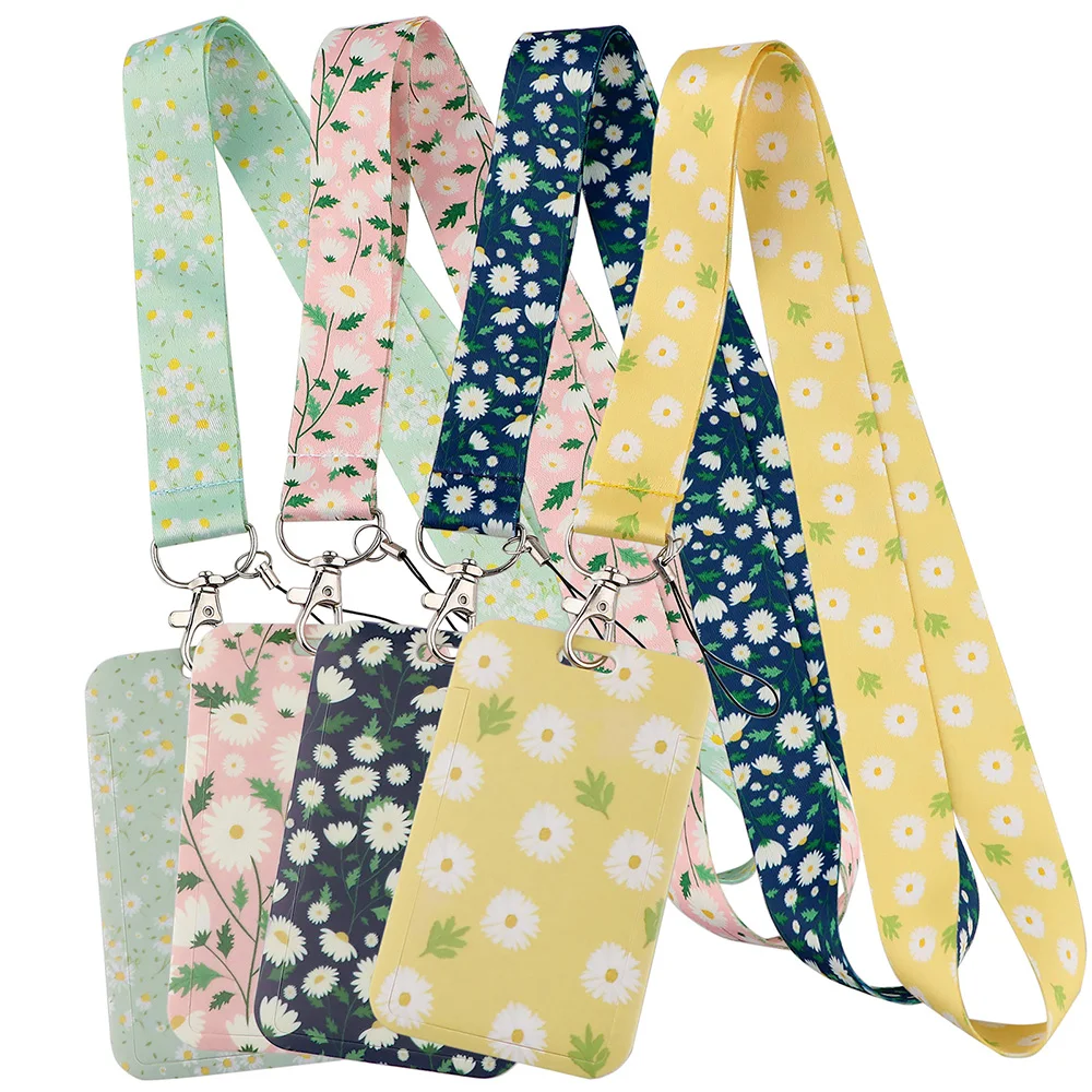 Niedliche Gänseblümchen-Halsbänder für Schlüssel, Schlüsselanhänger, Ausweishalter, ID-Karten, Kreditkarten, Pass-Halteschnur, Lanyard-Zubehör