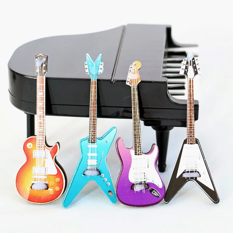 

1/12 Dollhouse Electric Guitar Musical Guitar Instrument Model Miniature Furniture Decoration Accessories Home Decor Figurines