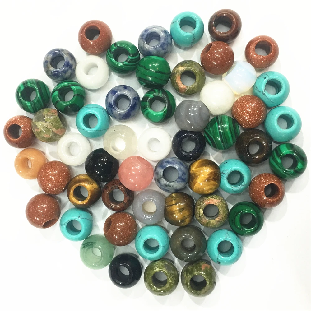 12x10mm Natural Stone European Large Big Hole Beads Charms Pendants for European Bracelet Jewelry Making Wholesale Lots Bulk