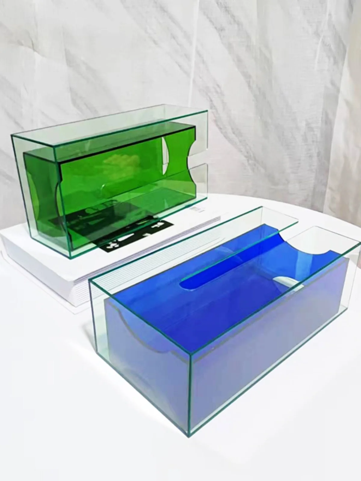  Acrylic Tissue Box Simple Bedroom Dining Table Tea Table Creative Home Decoration Square ape Handmade Carving
