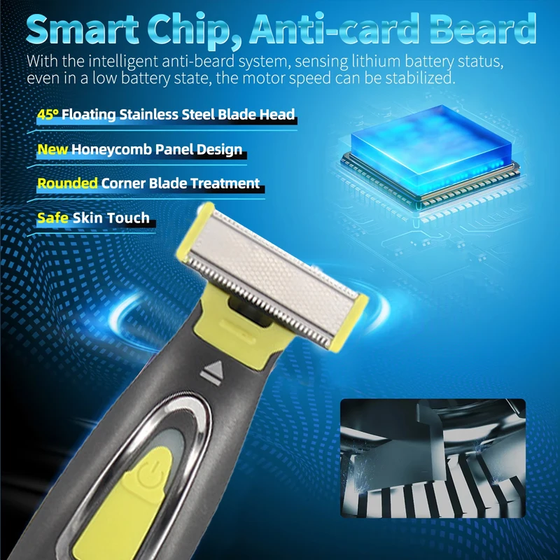 Electric Shaver for Men and Women Portable Full Body Trimmer USB T Shaped Blade Razor for Beard Armpit with 2 Replacement Blades 3