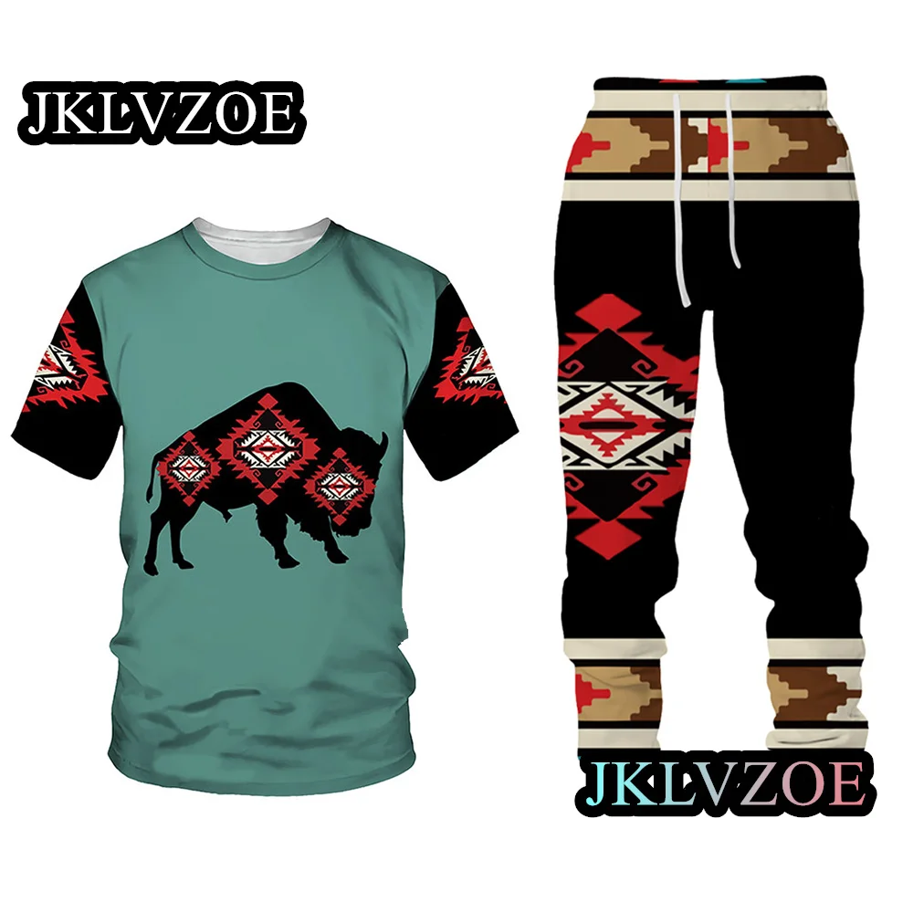 Men Tracksuits Trousers Sets New Fashion T Shirt Short Sleeve Sportswear 2 Piece Suits 3D Printed Male Clothes Pants Set Outfits
