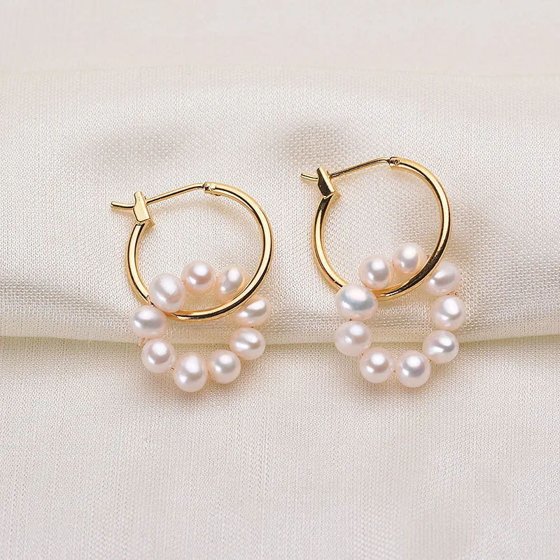 

2024 New Natural South Sea Pearl Earrings Mini Near Round Drop Dangle Style Original Hoop Design Fine Jewelry Free Shipping
