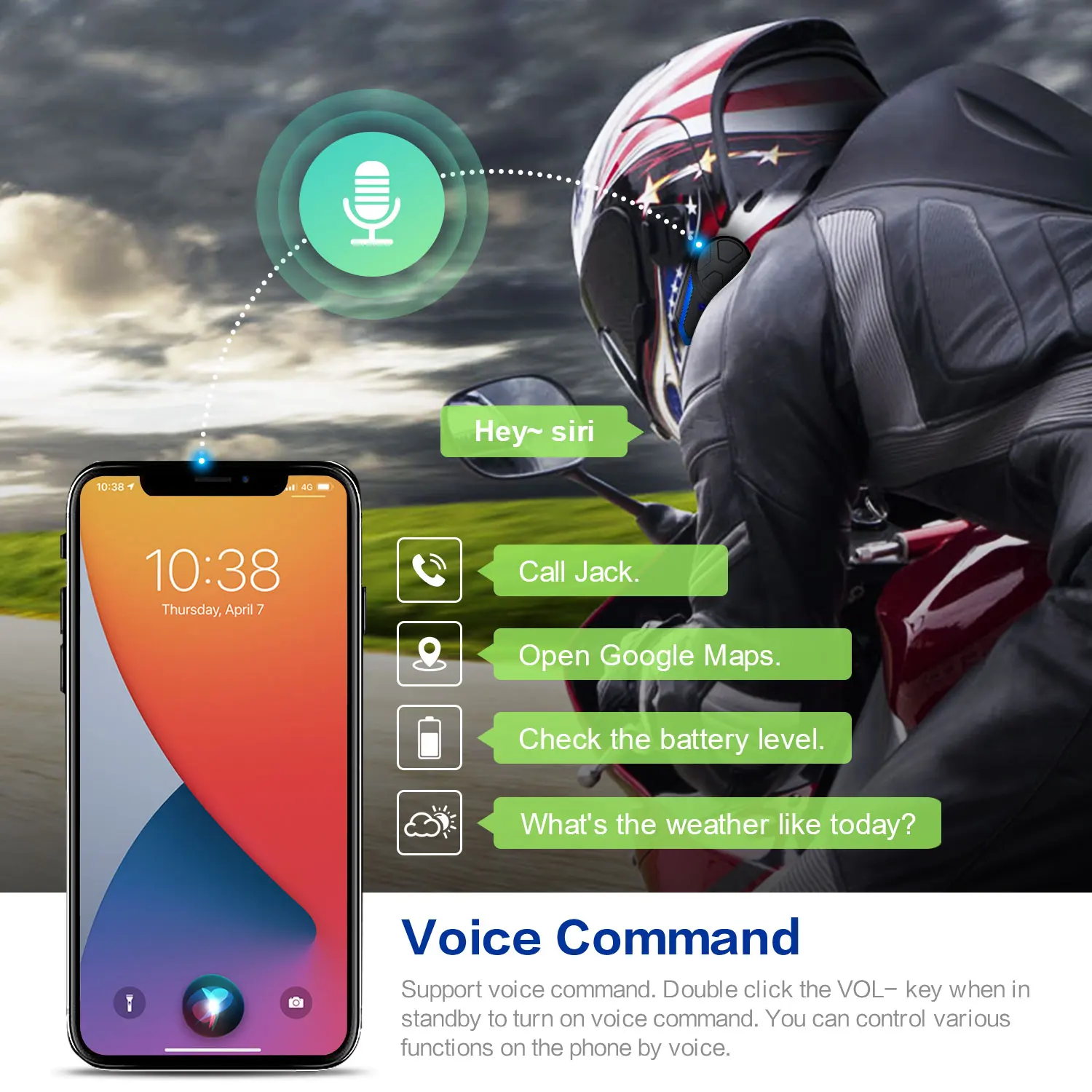 Fodsports Bt-s3 Motorrad Bluetooth Helm Headset Wasserdicht_voghion.com