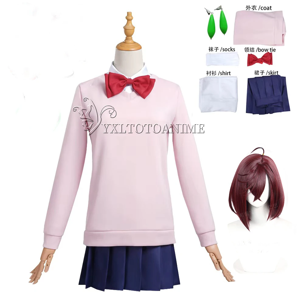 Momo Ayase Cosplay Costume Wig with School Uniform and Accessories for Halloween Party