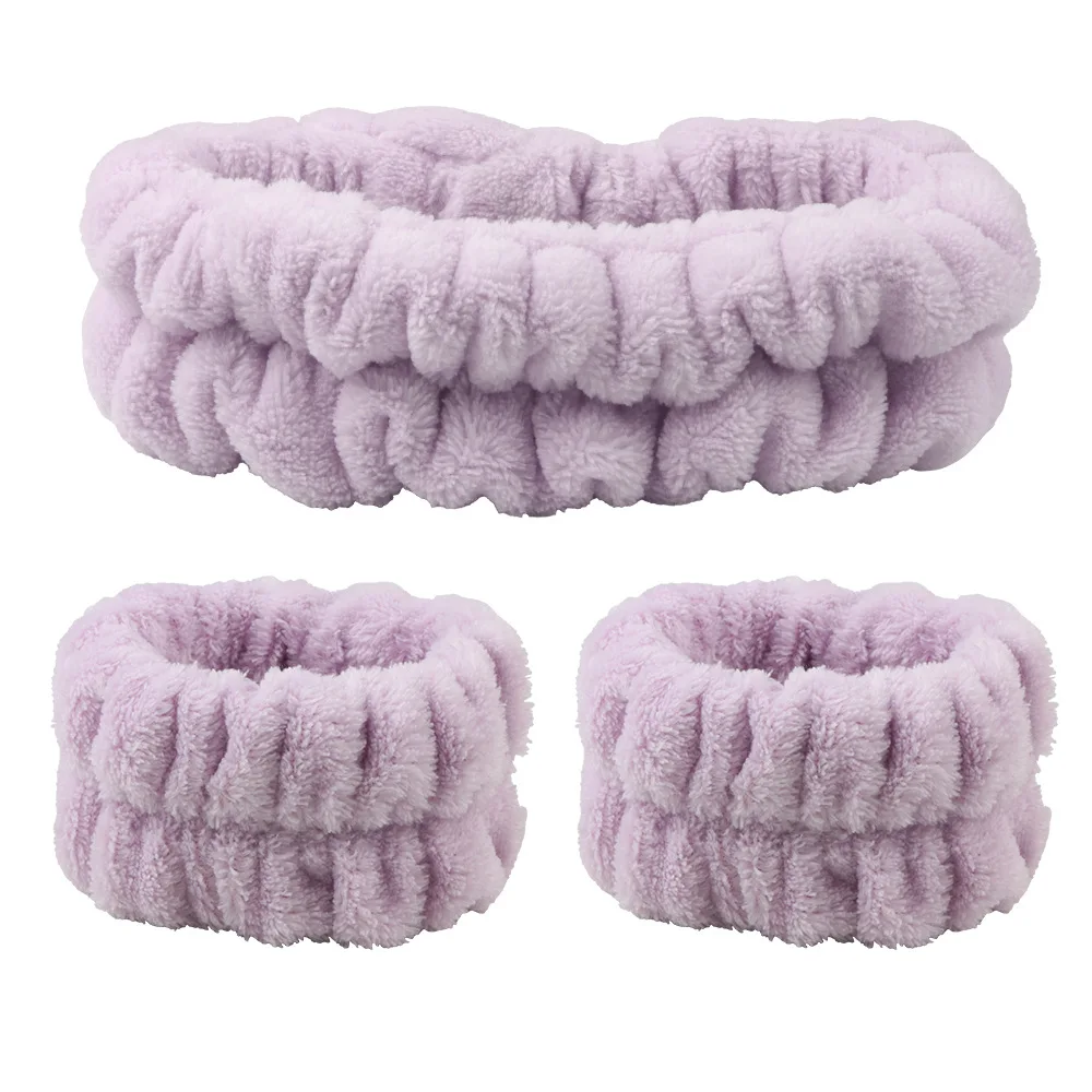 Velvet soft elastic headband face washing and makeup headband hair tie face washing waterproof wrist strap and heanband set