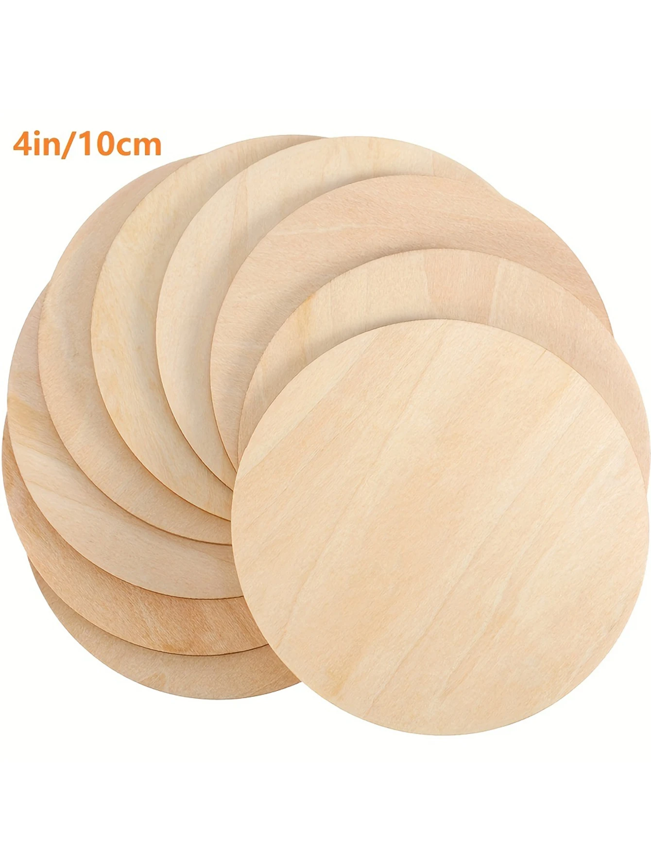 Description Picture 3 of item10Pcs round wooden 4x4 in(10x 10 cm) suitable for DIY decorative blank wooden coasters crafts wall decoration puzzle tiles
