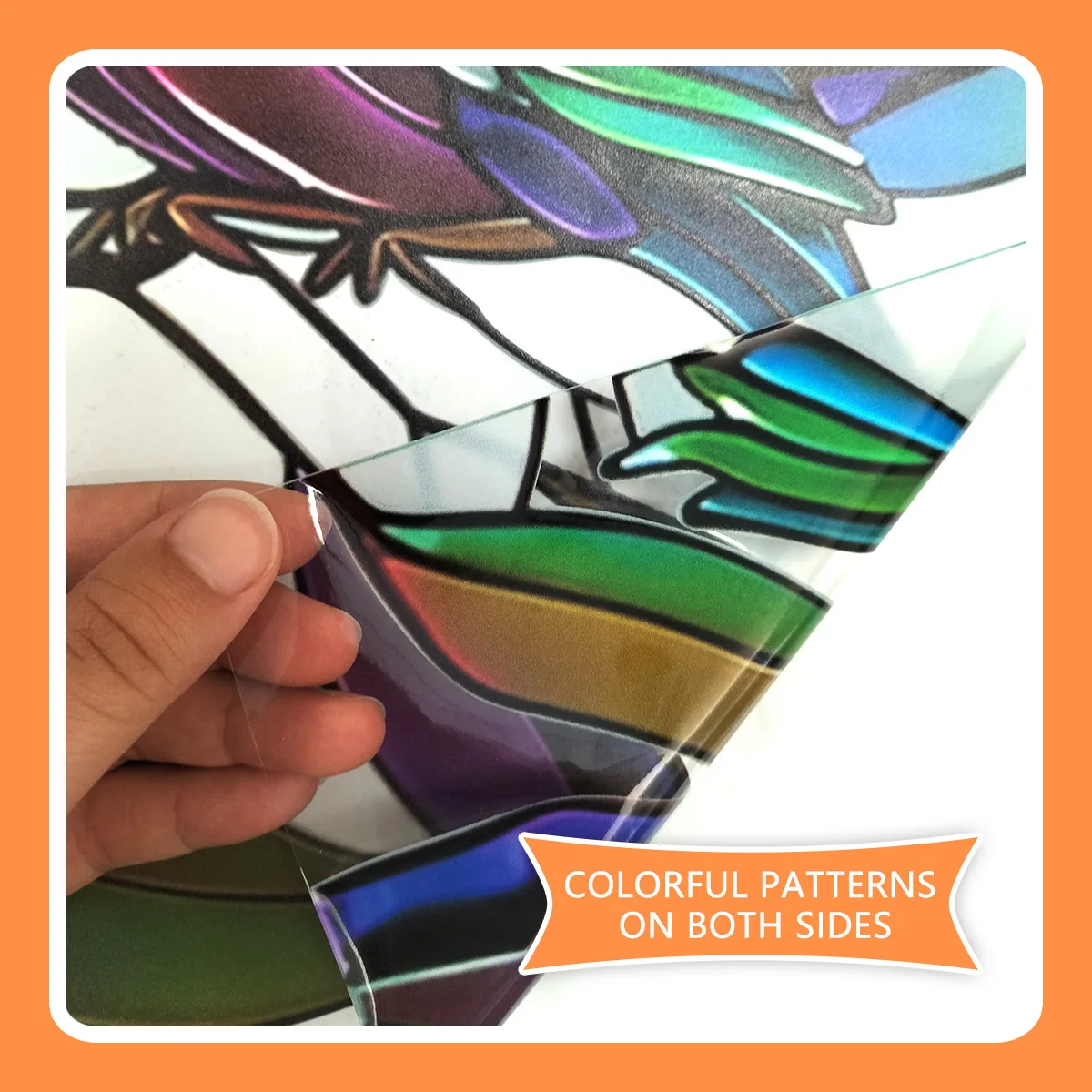 Colorful Hummingbird Leaves Electrostatic Stickers for Window Displays Glass Sticker Double-sided Printing Visible Adhesive Free