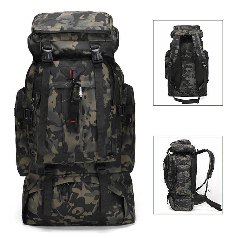 Large Capacity Outdoor Backpack Oxford Cloth Waterproof Camouflage Backpack 80L Travel Outdoor Camping Military
