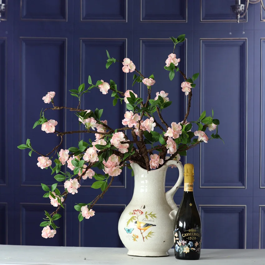 

2 шт. пенящаяся ветвь цветения сливы искусственные цветы для дома гостиная украшение свадебный отель макет для вечеринки шелковая цветочная композиция