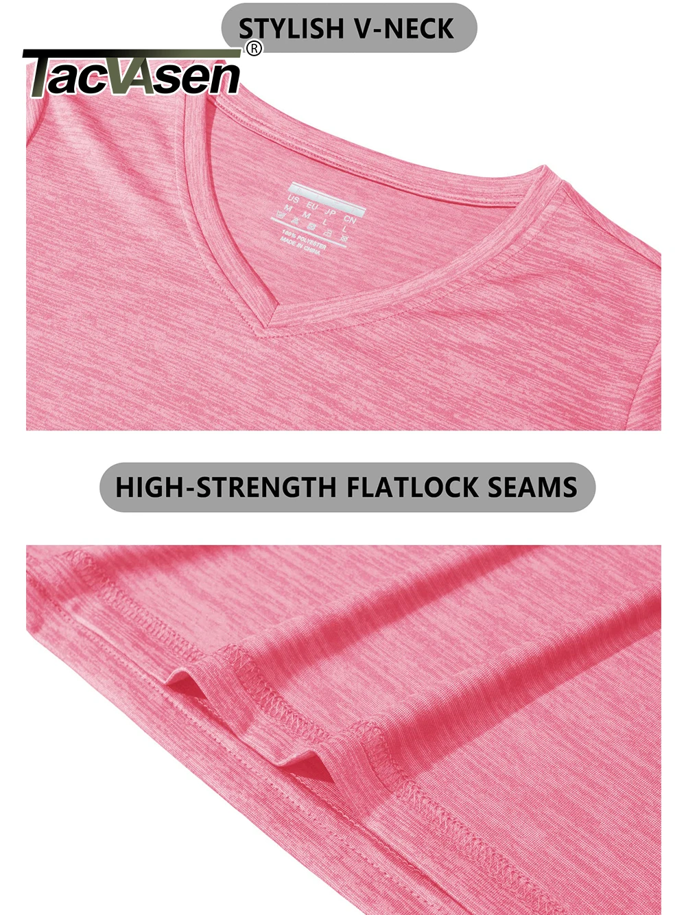 TACVASEN Summer Quick Dry V-Neck T-shirts Womens Short Sleeve Workout T-shirts Athletic Pullover Tops Lightweight Casual Sport T 3