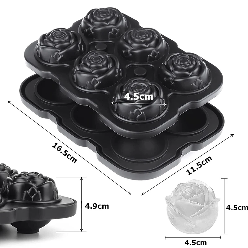 Ice Cube Mold Ice Cube Tray Silicone Rose Ball Maker for Cocktails Whiskey