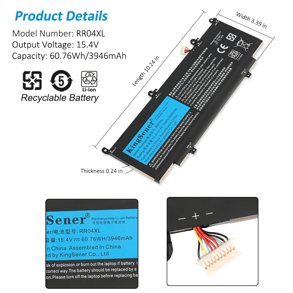 Kingsener Rr04xl L60373005 Laptop Bateria para hp Spectre X360 13-aw0900 13-aw0090ca 13-aw0003dx 13-aw0001la 13-aw0001lm 60.76wh - Imagem 2