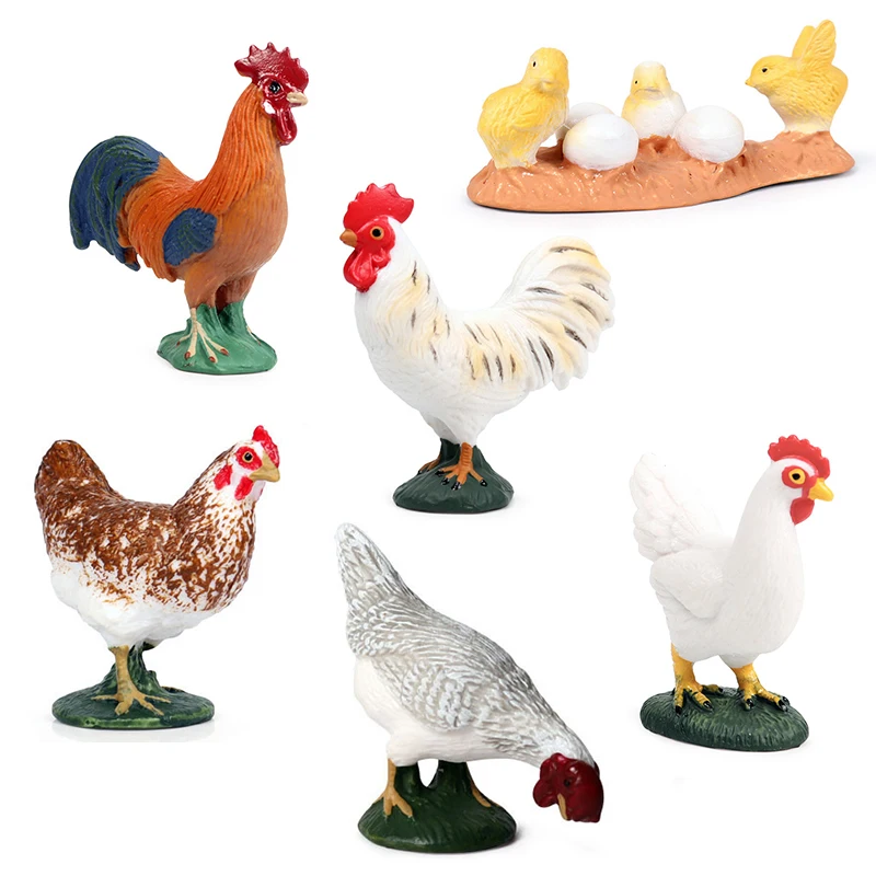 

Simulation Animal Model Poultry Rooster Hen Toy Movable Doll Farm Ornaments Miniature Decorative Accessories Kids Toy Collection