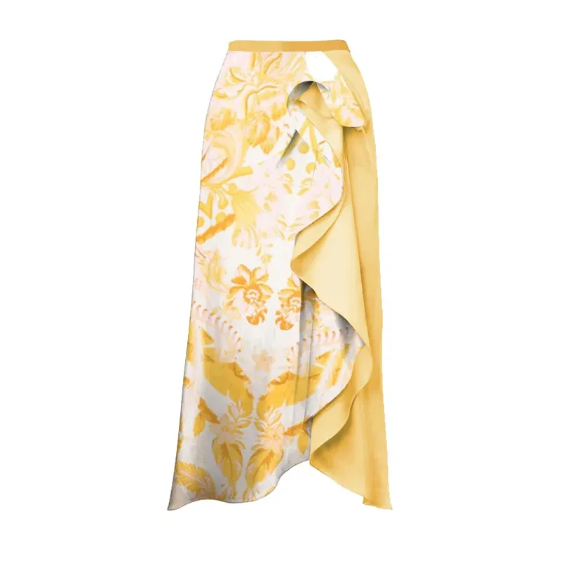2023 New Strapless Backless Printed One-Piece Swimsuit Set for Women Vintage Bikini Bandeau Swimwear And Cover Up Beachwear