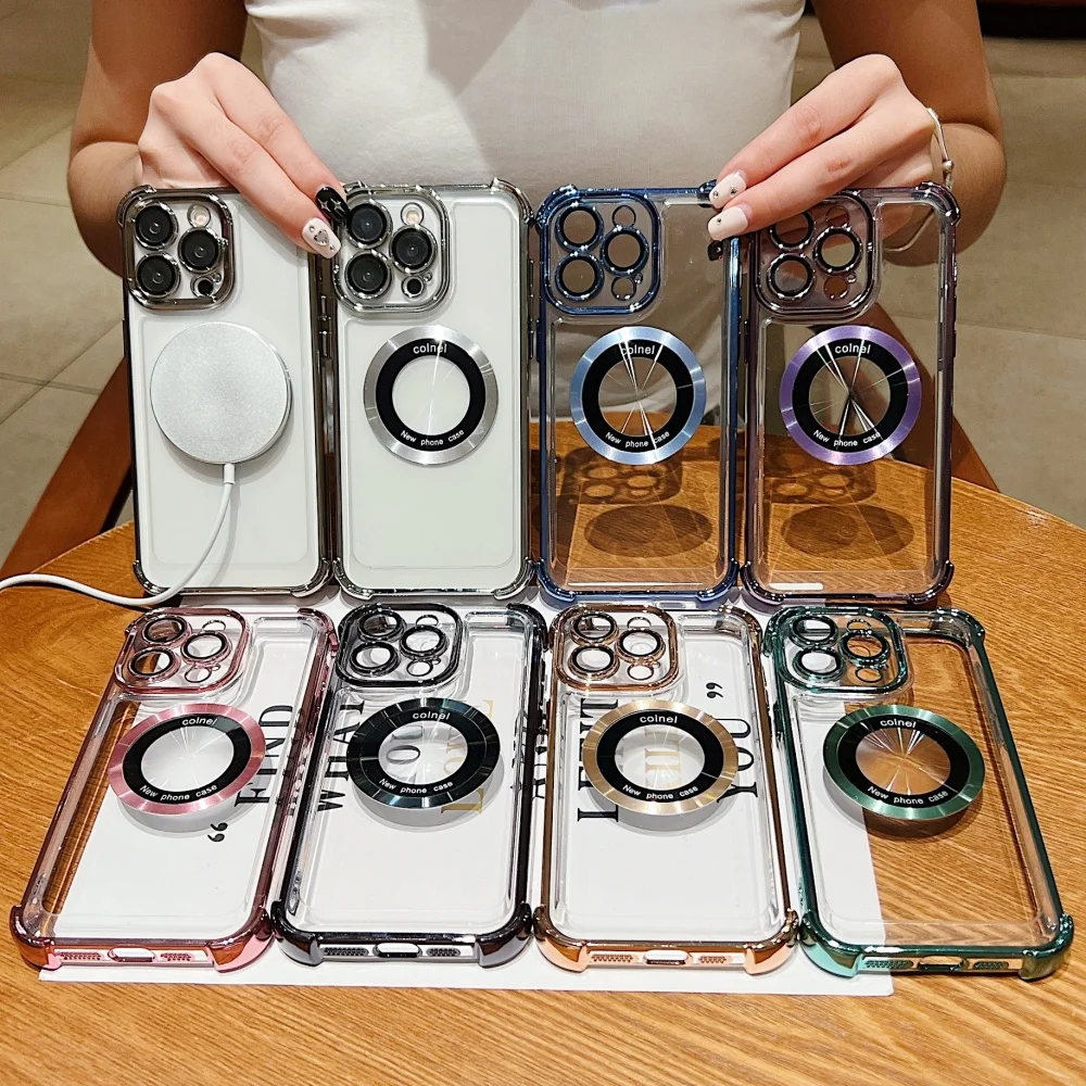Enhanced Plating Magnetic Wireless Charging Shockproof TPU Protective Case