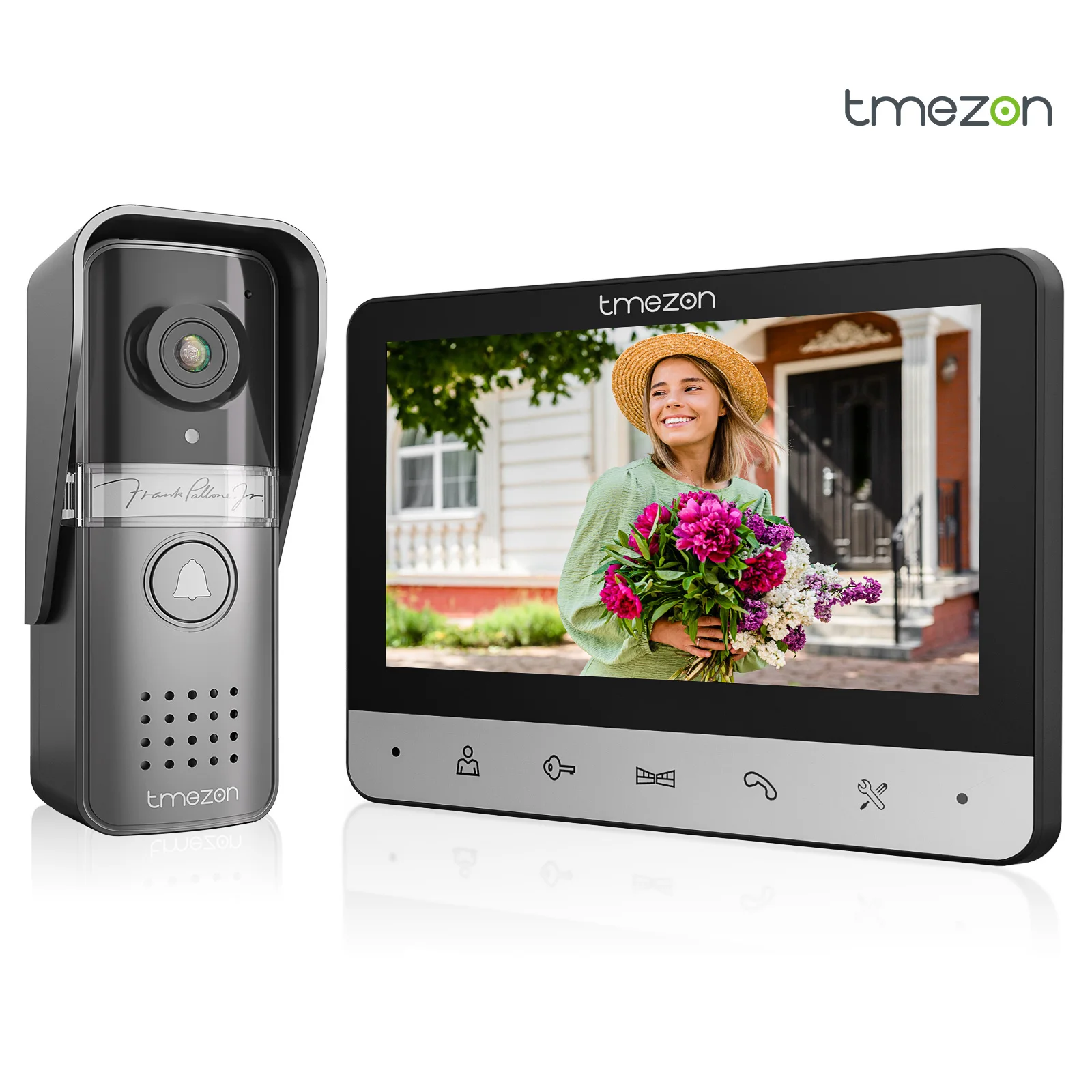 TMEZON 4-Wire Video Doorphone Intercom with Doorbell 7-Inch Color Display 120° Wide View Camera for Home Security