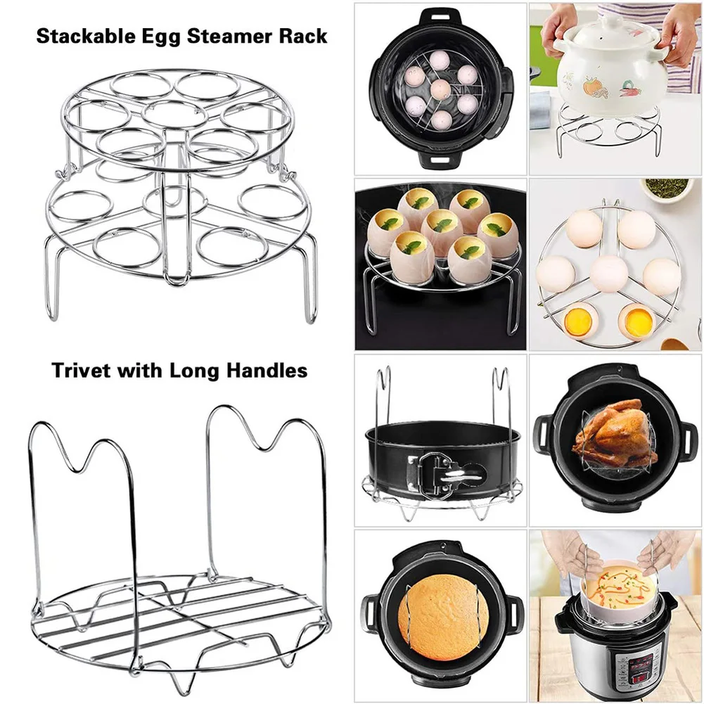 Stainless Steel Pressure Cooker Set Instant Pot 2 Steamer Baskets  Springform Pan Stackable Egg Steamer Rack