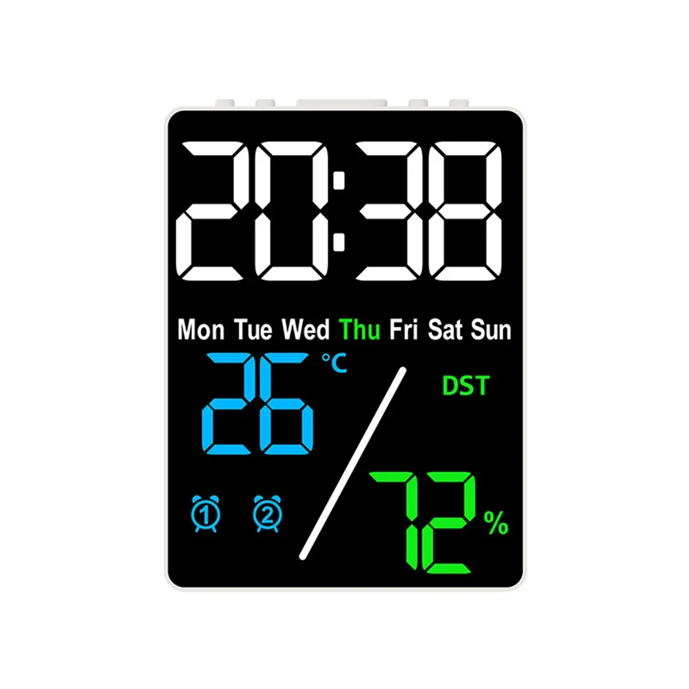 Digital Wall Clock Electronic Digital Wall Clock USB Socket Intelligent Setting Temperature And Humidity Automatic Dimming LED Alarm Clock
