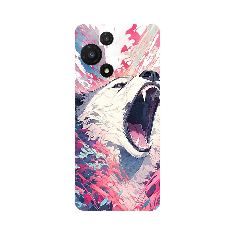 Silicone Soft Cover with Floral Panda Design - TPU Protective Phone Case in Blue