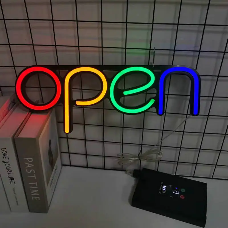 

custom Night market solar neon light open sign board shop bar LED open close sign