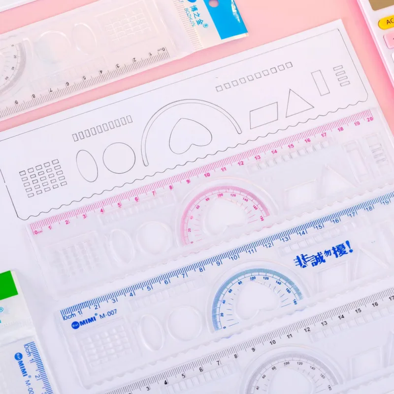 Straight Ruler 1 Piece Cute Kawaii Peach Wavy Line Geometry Tool For School Office Drawing Sewing