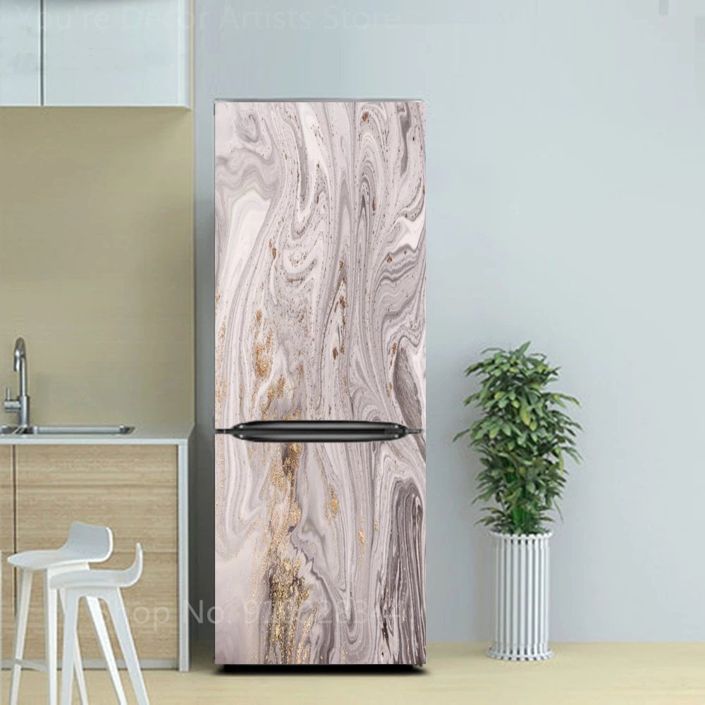 Autocollant Vinyle Abstrait Marbre Or Et Vert Sarcelle – Décoration Pour Frigo, Congélateur, Lave-vaisselle