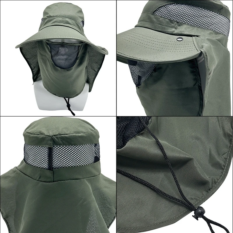 Summer UV Protection Sun Hats Adjustable Breathable Fishing Hat for Men Women Outdoor Hiking Hunting Fishing Removable Cap