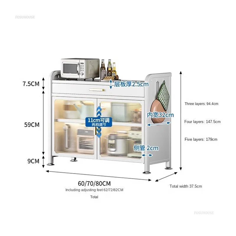 Modern Simple Kitchen Cabinets for Small Apartment Floor-to-ceiling Storage Cabinets Multi-functional Household Kitchen